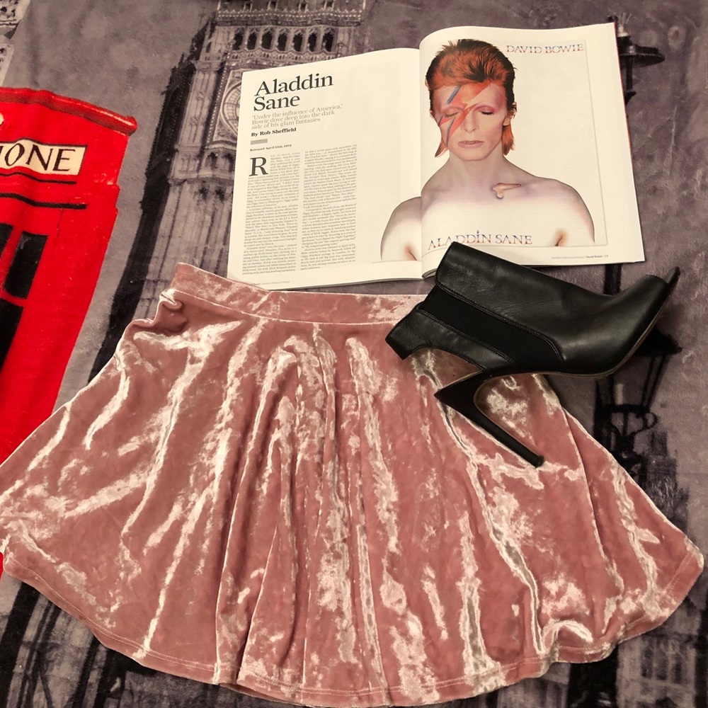 Forever 21 Baby Pink Crushed Velvet Skater skirt